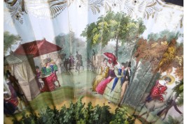 Patinage l'hiver et mondanités l'été, éventail vers 1830