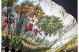 Patinage l'hiver et mondanités l'été, éventail vers 1830