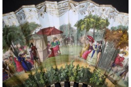 Patinage l'hiver et mondanités l'été, éventail vers 1830