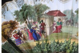 Patinage l'hiver et mondanités l'été, éventail vers 1830