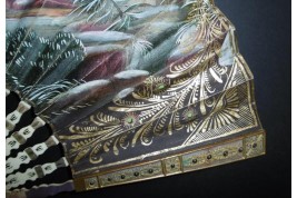 Patinage l'hiver et mondanités l'été, éventail vers 1830