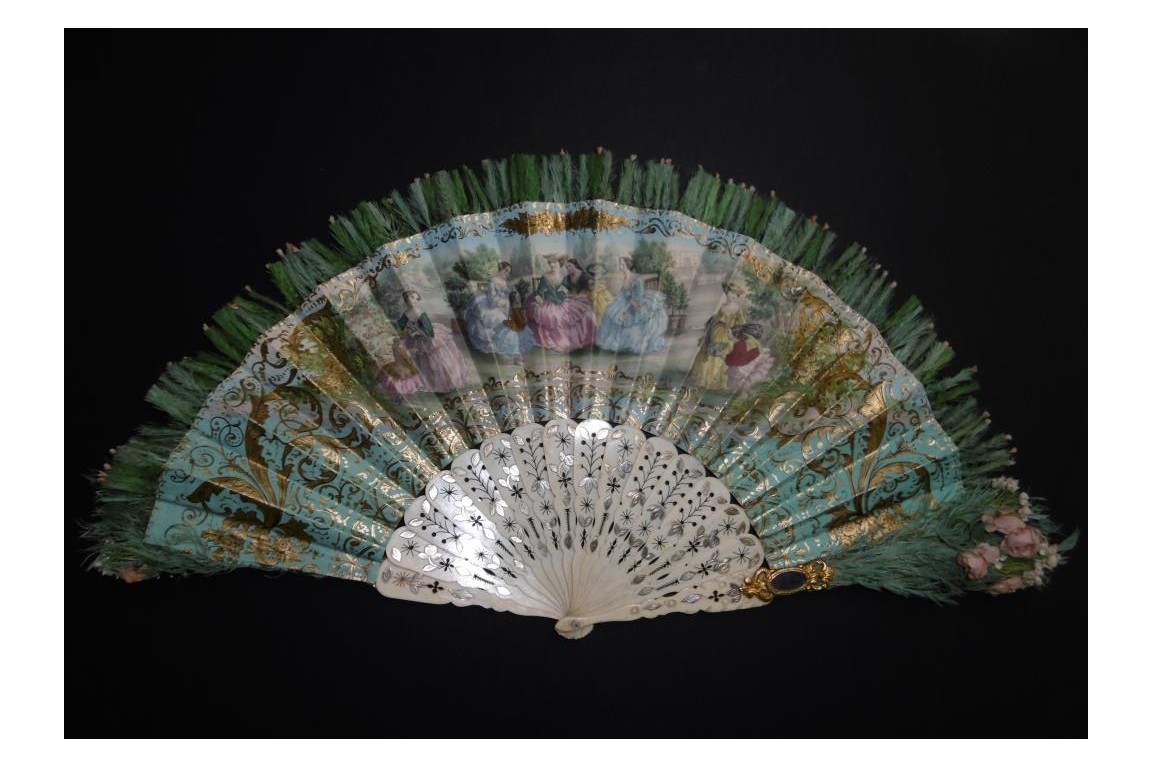 Fan with bouquet, circa 1855