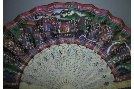 Audience of the great days, Chinese fan, Canton, 19th century
