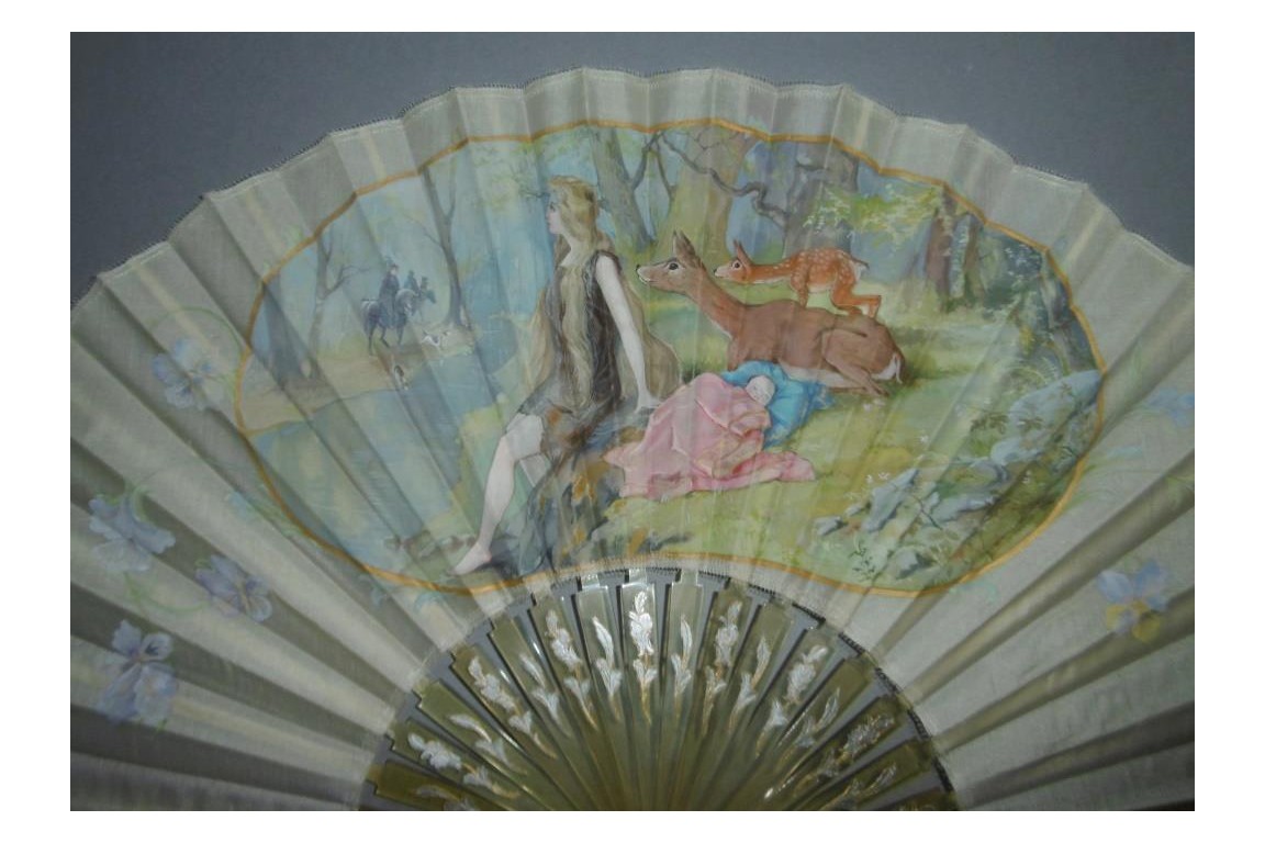Daughters of the forest, fan by Gaston de Vinck, 1902