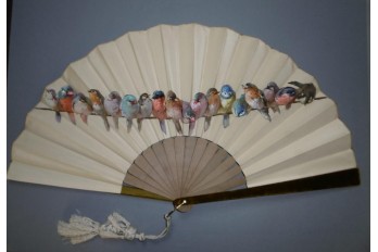 Birds in a row, late 19th century fan