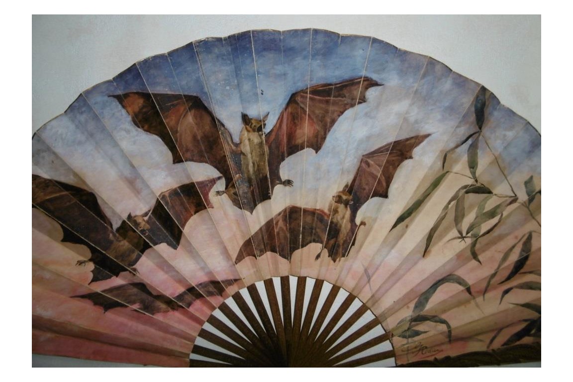 Bats at dusk, fan by Rodier circa 1890