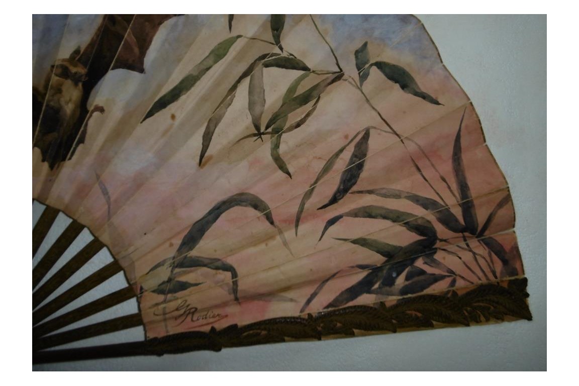 Bats at dusk, fan by Rodier circa 1890