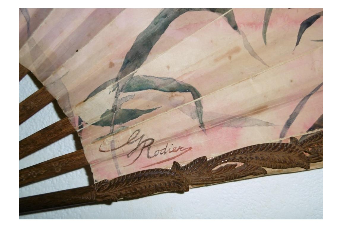 Bats at dusk, fan by Rodier circa 1890