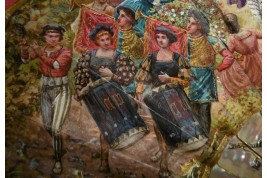 Mariage et réjouissance à la renaissance, éventail de Méjanel fin XIXème