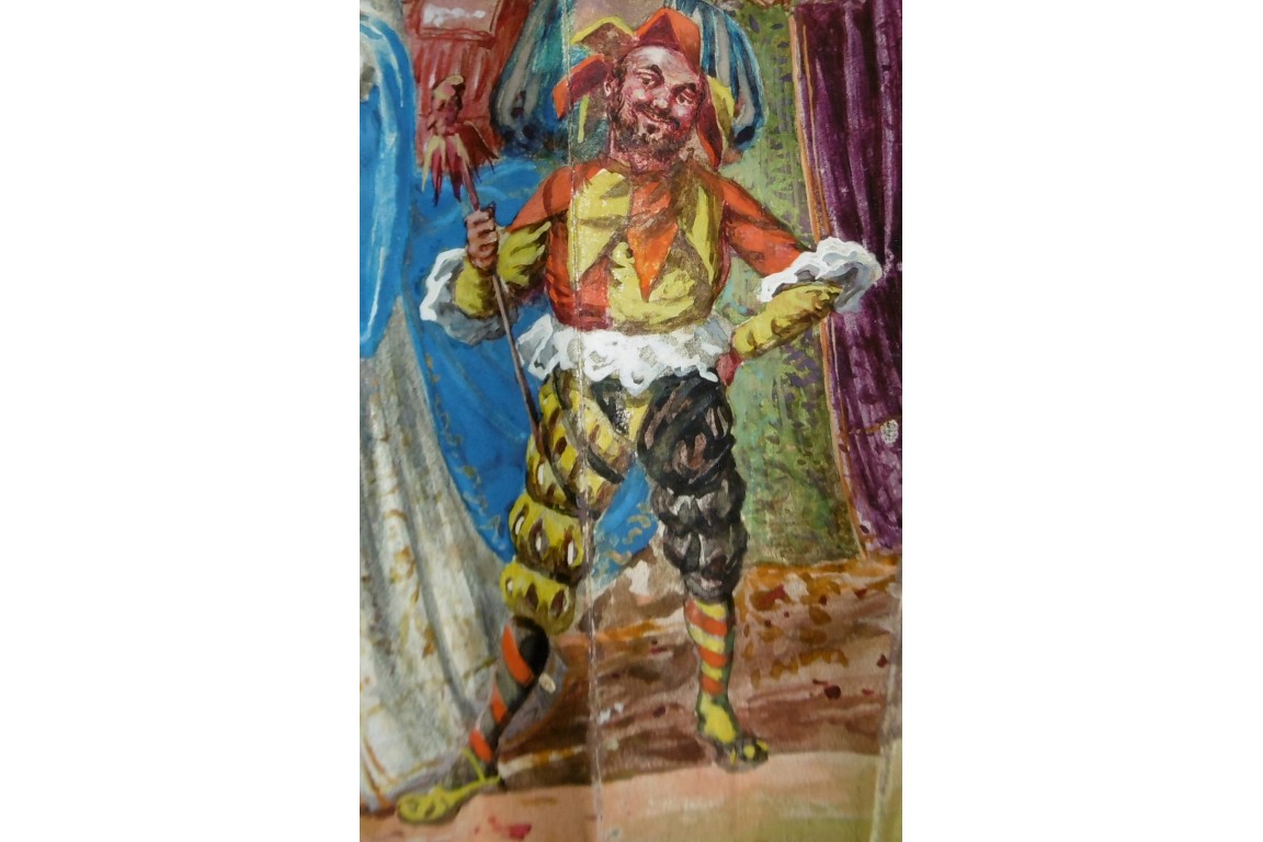 Mariage et réjouissance à la renaissance, éventail de Méjanel fin XIXème