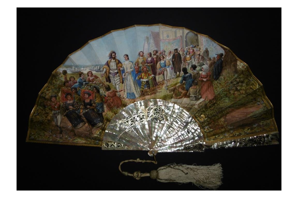 Wedding and festivities, fan by Mejanel, late 19th century