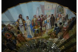 Mariage et réjouissance à la renaissance, éventail de Méjanel fin XIXème