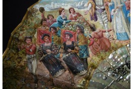 Mariage et réjouissance à la renaissance, éventail de Méjanel fin XIXème