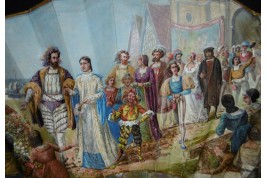 Mariage et réjouissance à la renaissance, éventail de Méjanel fin XIXème