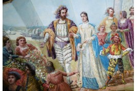 Mariage et réjouissance à la renaissance, éventail de Méjanel fin XIXème