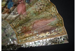 Mariage et réjouissance à la renaissance, éventail de Méjanel fin XIXème