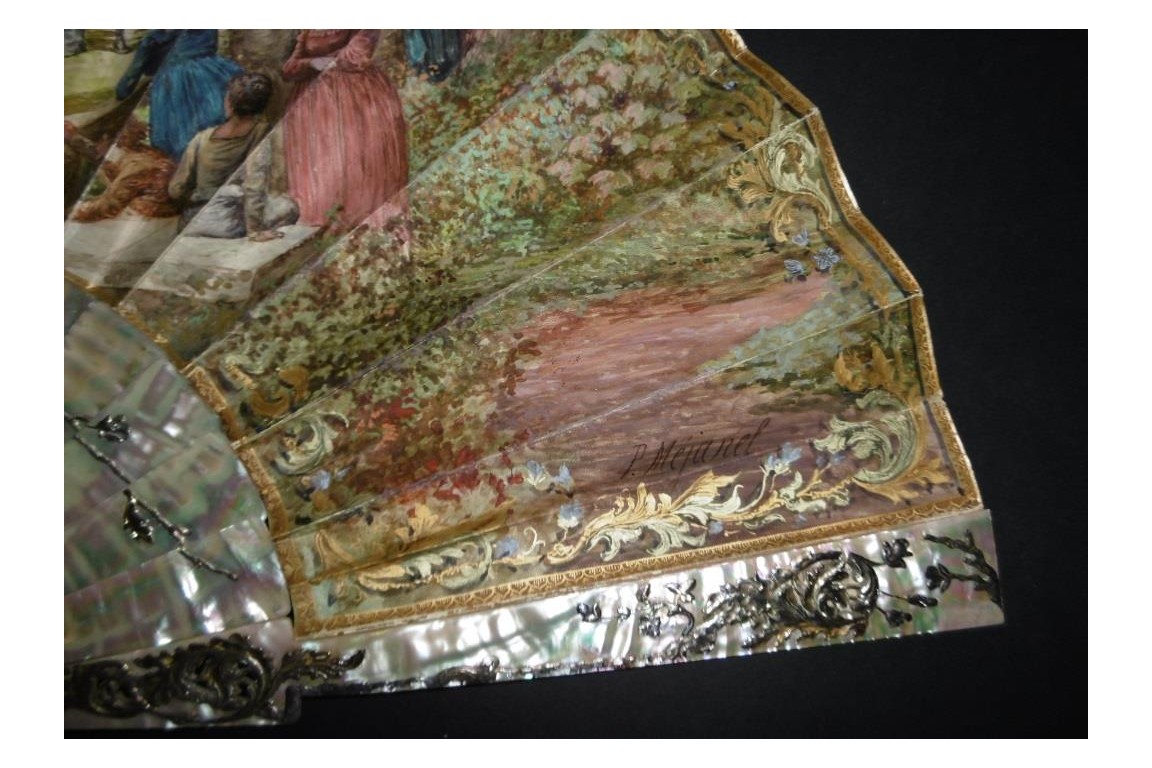 Mariage et réjouissance à la renaissance, éventail de Méjanel fin XIXème