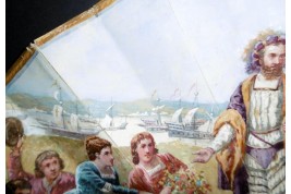 Mariage et réjouissance à la renaissance, éventail de Méjanel fin XIXème