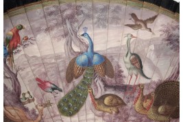 Coronation and wonderful birds, fan circa 1690