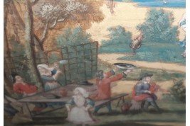 Pluie d'animaux, feuille déventail XVIIème siècle