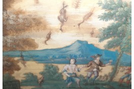 Pluie d'animaux, feuille déventail XVIIème siècle