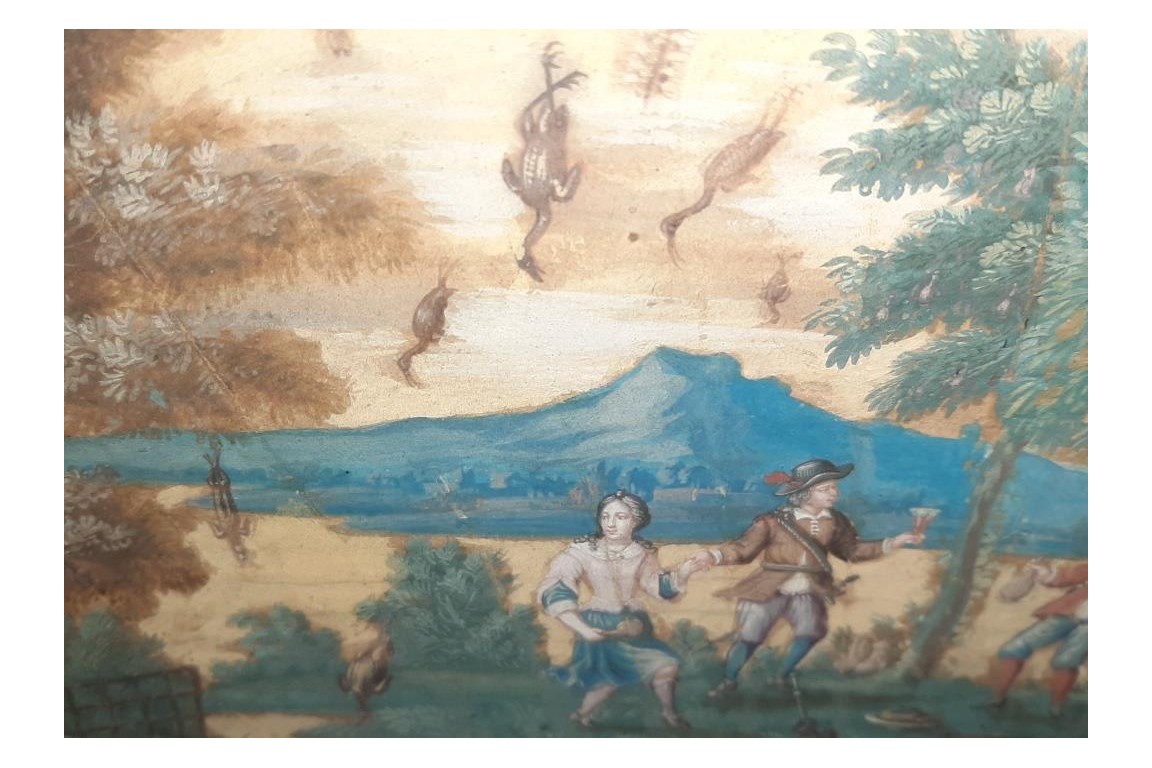 Pluie d'animaux, feuille déventail XVIIème siècle