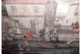 Barnyard of the castle, fan leaf, 17th century