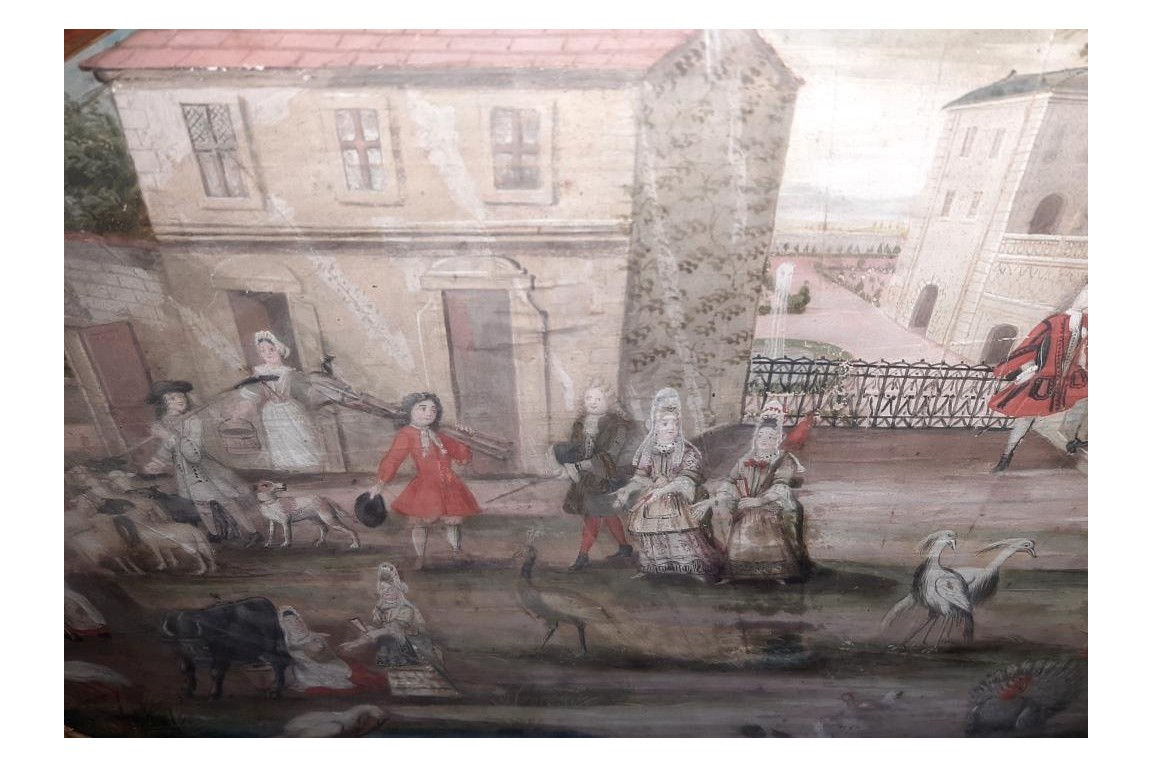 Barnyard of the castle, fan leaf, 17th century