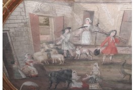Barnyard of the castle, fan leaf, 17th century
