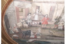 Barnyard of the castle, fan leaf, 17th century