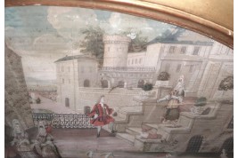 Basse-cour du château, feuille d'éventail XVIIème siècle