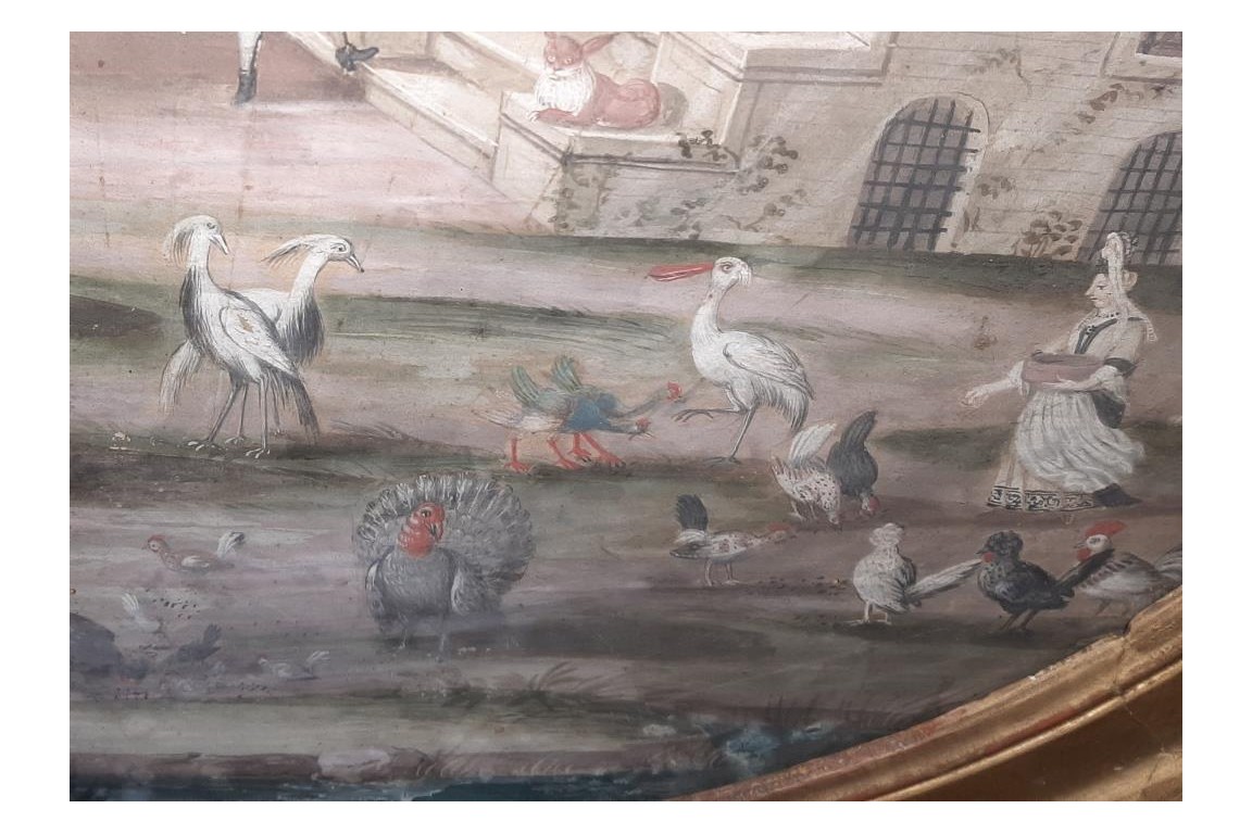 Barnyard of the castle, fan leaf, 17th century