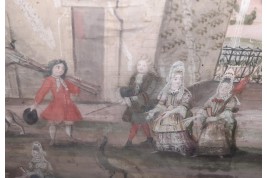 Barnyard of the castle, fan leaf, 17th century