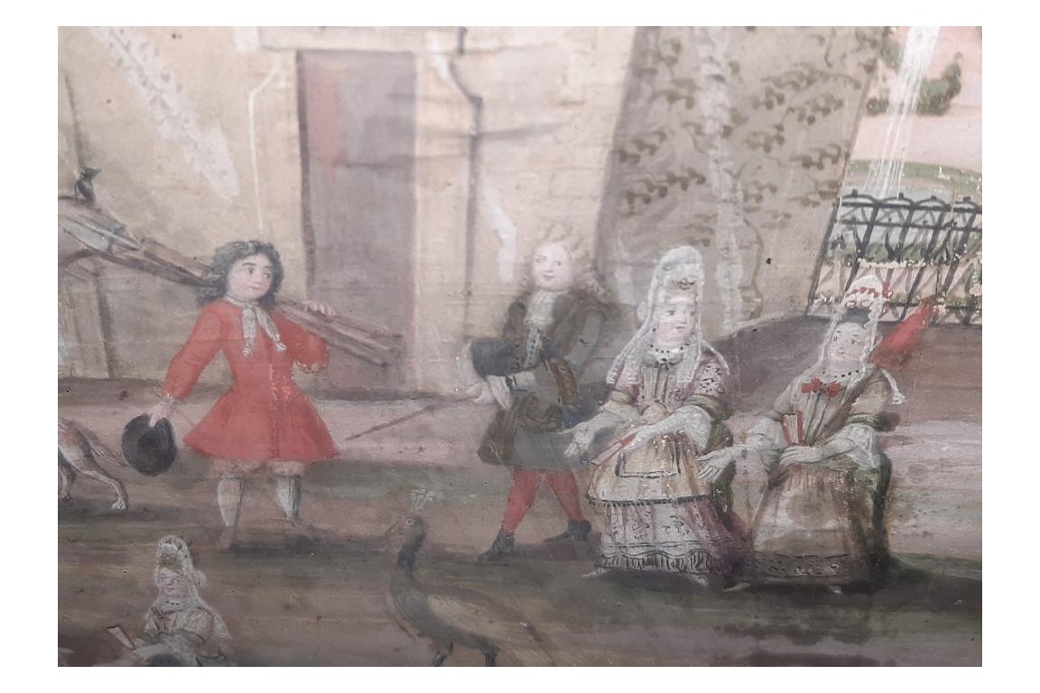 Barnyard of the castle, fan leaf, 17th century