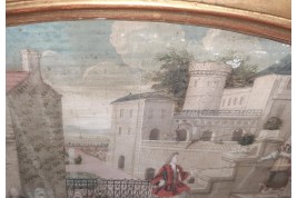 Barnyard of the castle, fan leaf, 17th century
