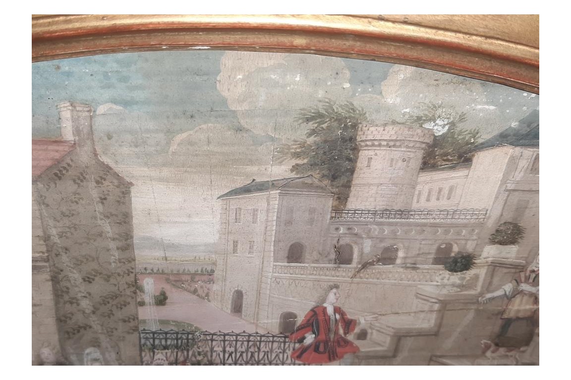 Barnyard of the castle, fan leaf, 17th century
