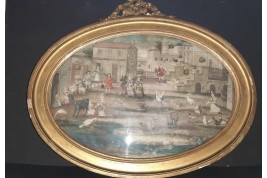 Barnyard of the castle, fan leaf, 17th century