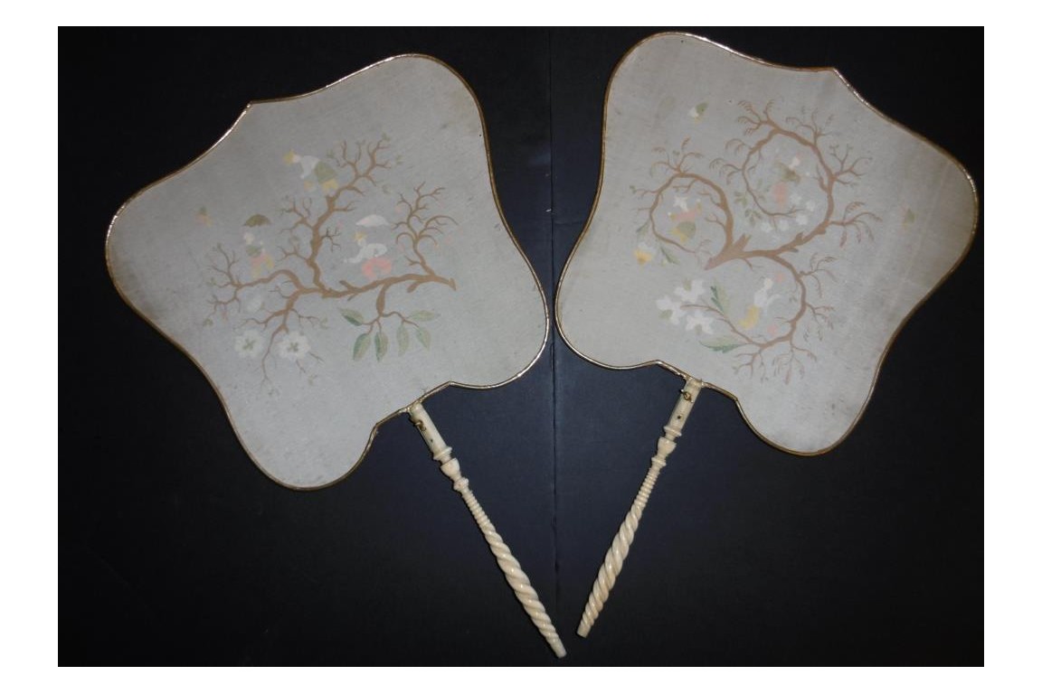 Chinoiseries and acrobatics , fixed fans, circa 1840