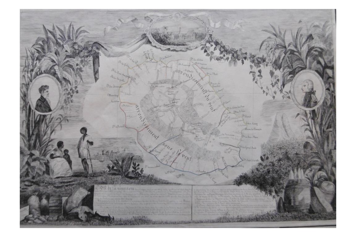 Ile de la Reunion, geographic map, 10 August 1852