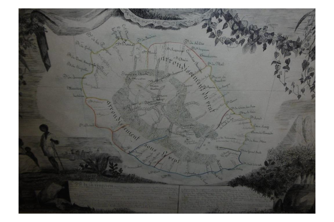 Lîle de la Réunion, carte géographique, 10 Août 1852