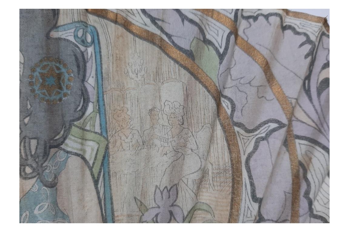Femme aux iris, éventail de Gendrot pour le Ritz, Duvelleroy vers 1900
