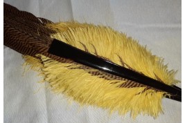 Spectaculaire, éventail en plumes de faisan doré, XXème