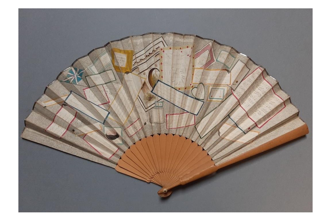 Jumble of rebus, trompe l'oeil, riddle... by John Cock, fan circa 1791