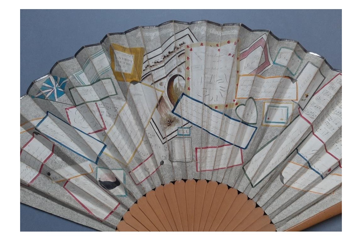 Jumble of rebus, trompe l'oeil, riddle... by John Cock, fan circa 1791