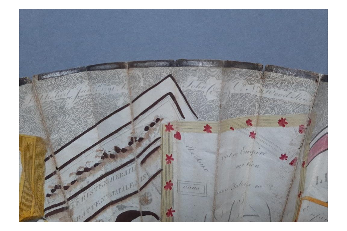 Pêle-mêle de rébus, devinettes, trompe l'oeil... par John Cock, éventail vers 1791
