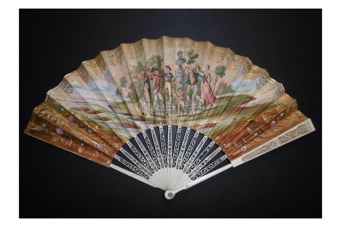 Viva Quiroga ! Spanich fan, circa 1820-30