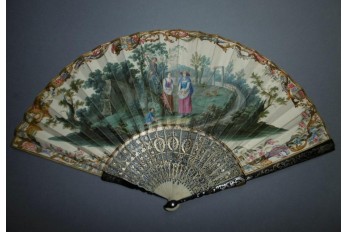 Harvest of mirabelle plums, fan circa 1760