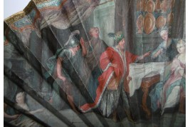 Esther dénonçant Haman au roi Assuérus, éventail pastiche XIXème