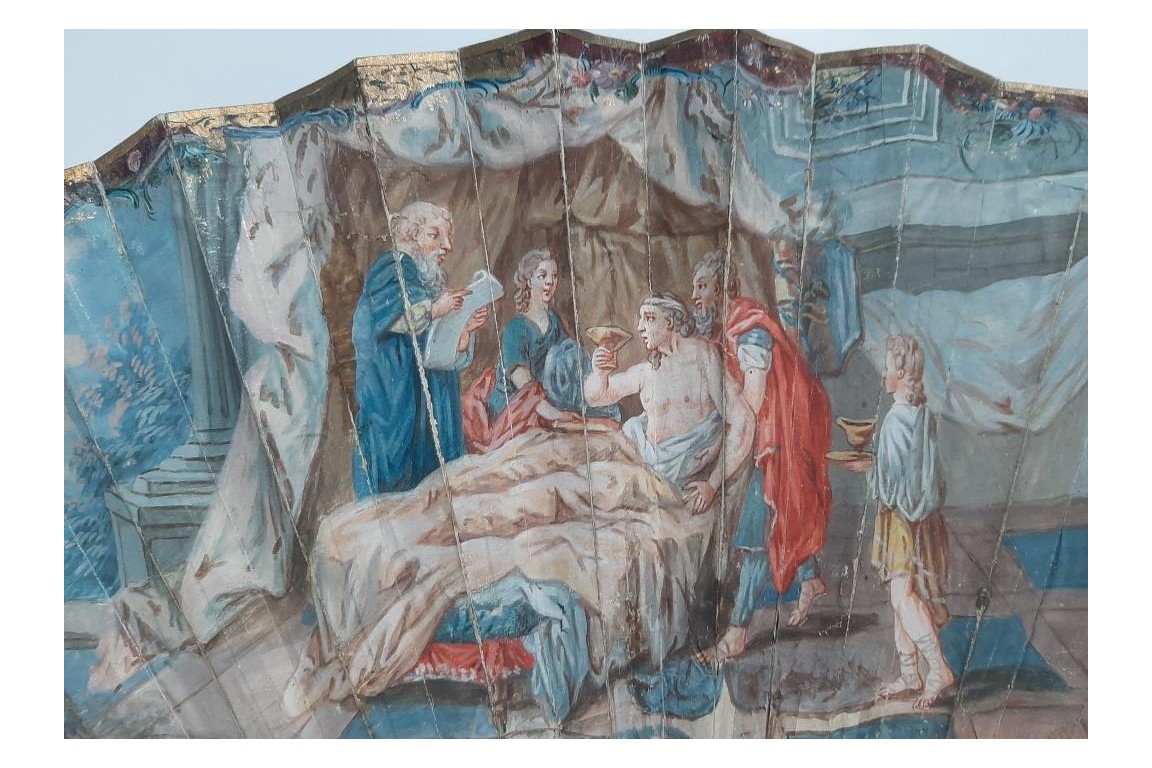 Alexandre le Grand et son médecin Philjppe, éventail vers 1760