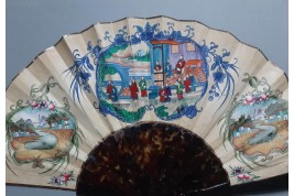La Pagode à Whampoa, Canton (?)  Éventail Chine XIXème